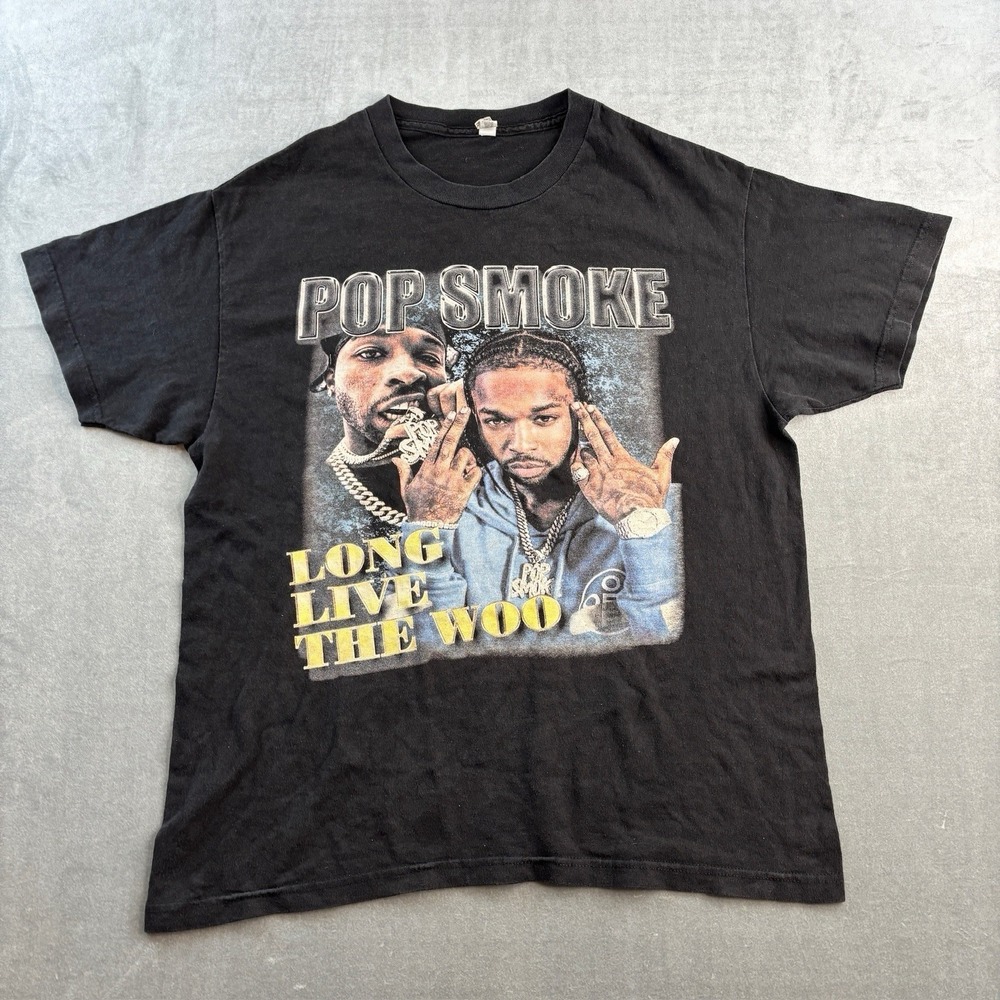 Pop Smoke Long Live The Woo‎ Graphic Tee Black Men's Large